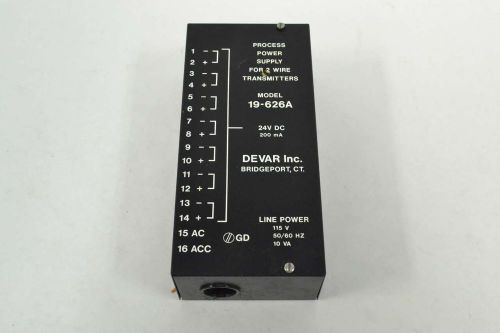 DEVAR 19-626A PROCESS POWER SUPPLY FOR TRANSMITTER 24V-DC 200MA B355179