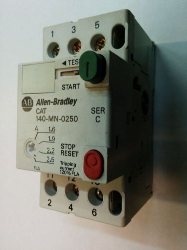 AB Allen-Bradley Cat no. 140-MN-0250 Ser. C. Manual Motor Starter 2.5A 600V 3 ph