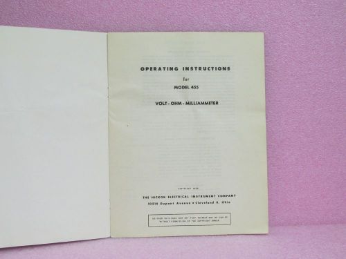 Hickok Manual 455 Volt-OHM-Milliammeter Instuction Manual w/Schematic (1955)