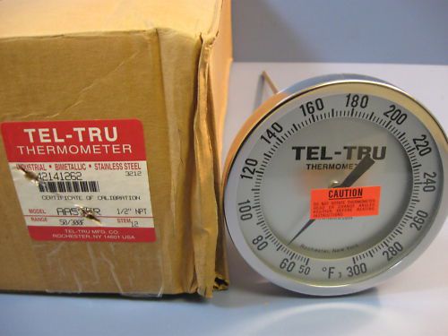 New tel-tru 8&#034; stem thermometer 1/2npt aa575r 50/300f for sale