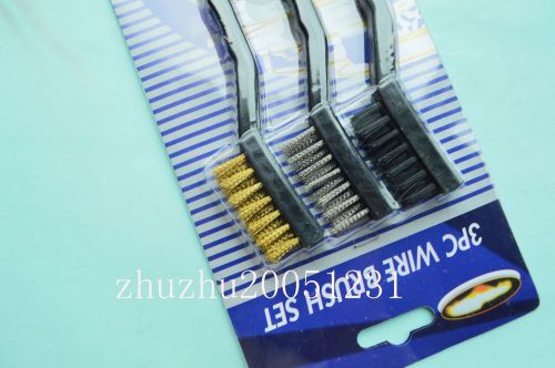 New 1 set new mini wire brush plastic handle brass nylon stainless steel bristle for sale
