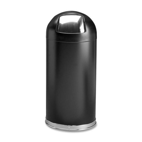 Safco 9636 fire steel push door waste garbage can receptacle 15 gallon black 200 for sale