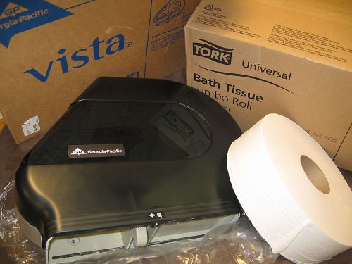 Case of bath tissue with new toilet paper dispenser, vista commercial 59350 for sale