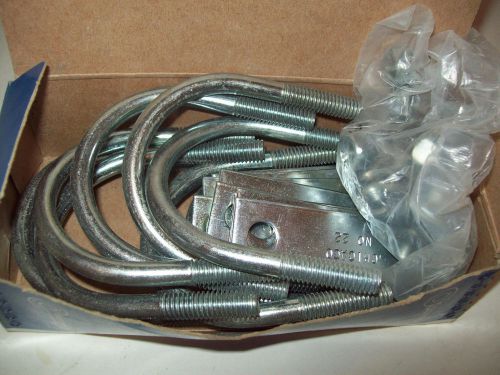 10 CHICAGO HARDWARE #22, U Bolts for 2 Inch Pipe w plates, 3/8 x 2 1/2 x 3 1/8