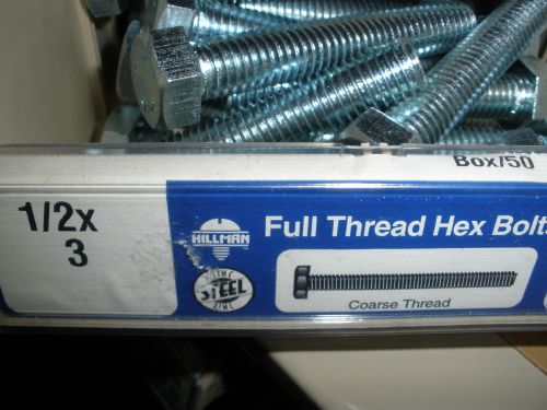 1/2-13 X 3&#034; Hex head full thread tap bolts zinc (21) total 1/2&#034;  grade 2