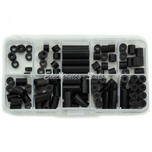 Black Nylon Round Spacer Assortment Kit, for M3 Screws, Plastic.