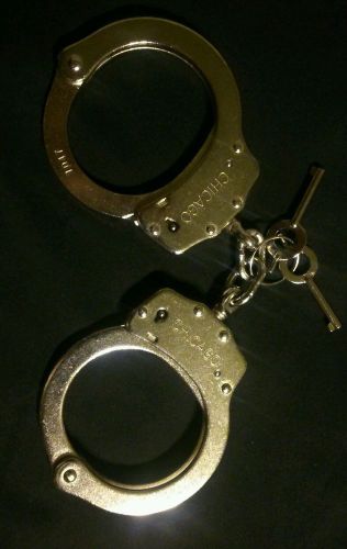 Chicago model 1000 nickel finish handcuffs dbl locking 2 keys for sale