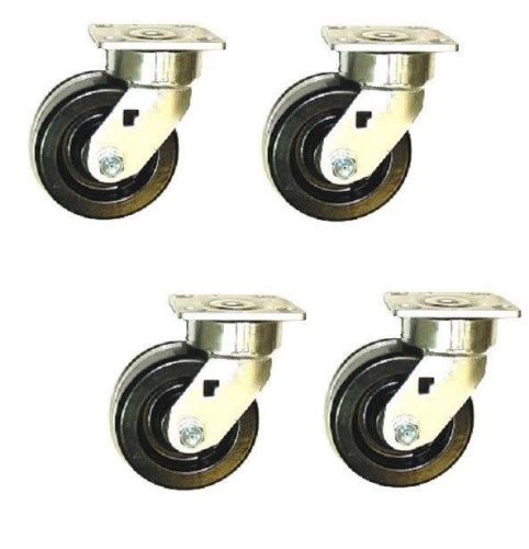 Set of 4 heavy duty albion phenolic  casters with 6&#034; x 2&#034; wheel 1300# cap for sale