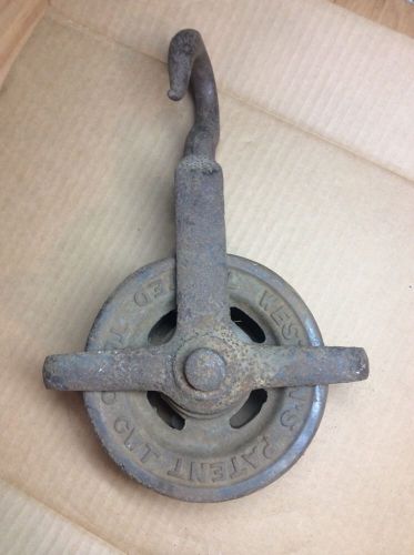 Weston block pulley chain antique cast iron vintage industrial patented 1867 for sale