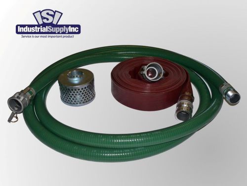 1-1/2&#034; trash pump water suction hose kit w/100 ft usa red discharge camlock hose for sale