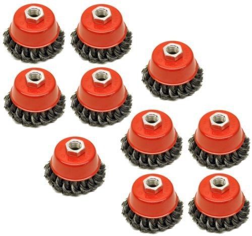 (7pcs) a set - 3&#034; twist cup wire brush 5/8&#034; twisted wire fits most angle grinder for sale