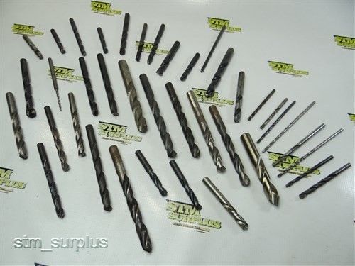 Big assorted lot of 39 hss straight shank twist drills 1/8&#034; to 5/8&#034; ptd for sale