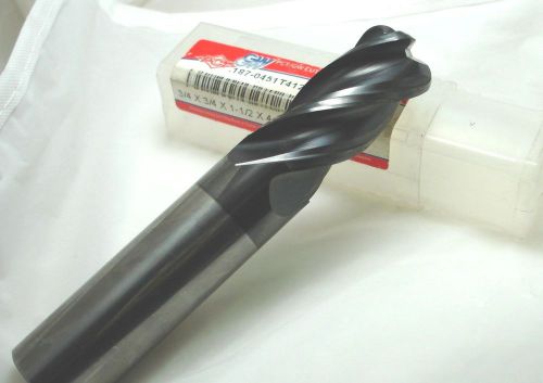 Pct/gw 3/4&#034;  4 flute tiain coated carbide end mill .187 radius &#034;brand new&#034; for sale