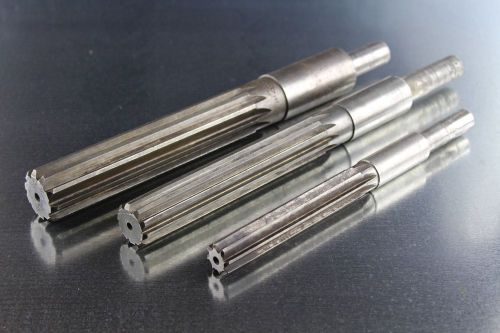 Chucking reamer lot of 3 reduced shank hss 13/16&#034; to 1-3/8&#034; straight flute for sale