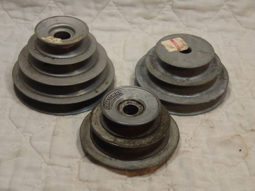 Lot of 3 pulley sears craftsman metal lathe countershaft 2 3 4 step for sale