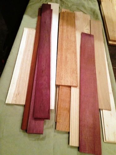 20 thin variety wood purpleheart, mahogany, oak craft boards scroll saw #lr37 for sale