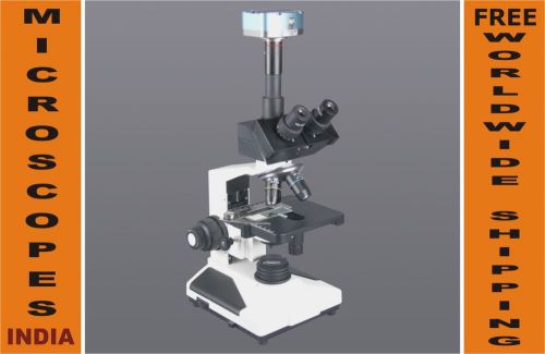 Compound medical trinocular led microscope w semi plan objectives &amp; 1.3mp camera for sale