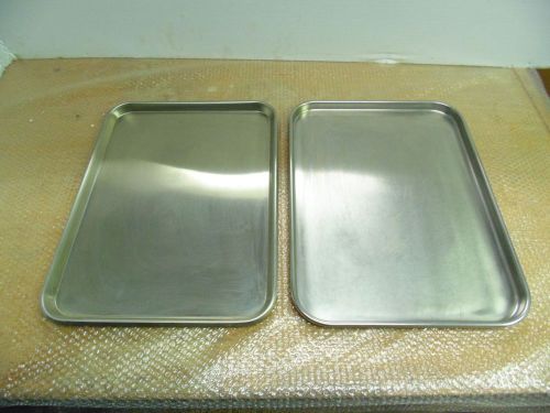 Lot of 2: 21&#034; x 16 1/2&#034; Stainless Steel Mayo Instrument Trays, 1 Polar Ware