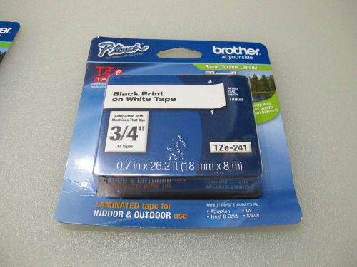 Brother P-touch Labels, TZ241, tze241, 3/4&#034; Black on White