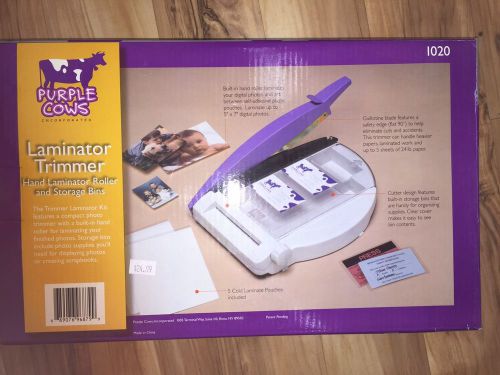 Purple cow cold laminator &amp; trimmer; hand laminator roller and storage bins-nip! for sale