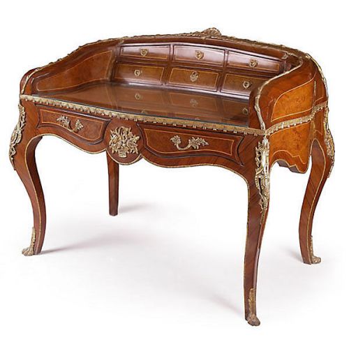 Stunning  Vintage Style French Secretary Carved Guilt Desk,51&#039;&#039; x 31&#039;&#039; x 41&#039;&#039;h.