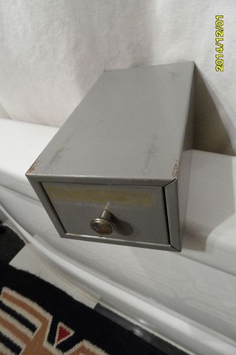 Vintage Lit Ning Metal File Cabinet Drawer Business Cards Gray Model K