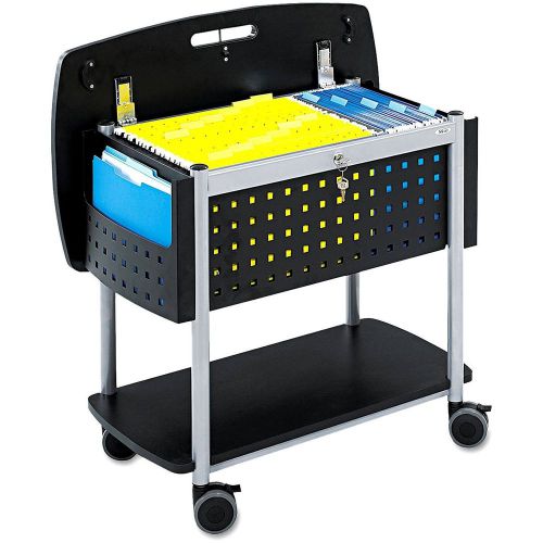 Mobile File Organizer w/ Work Surface Files Cart Stand On Wheels Office Home NEW