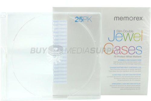 5.2mm memorex slimline clear double 2 discs cd jewel case - 100 pack for sale
