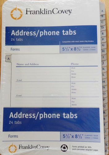 Franklin Covey Classic Address / Phone Tabs - Original Design - Blue - 5.5 x 8.5