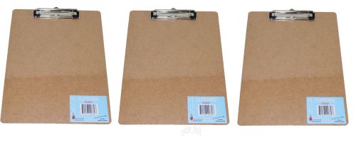 Lot of 3 hardboard clipboards flat low profile clip - 9 x 12.5 inches new for sale