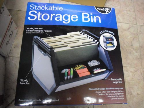New ! Find It Stackable Storage Bin - FT07026 Letter Size Plastic Gray Color