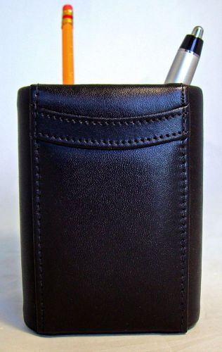 Bey-Berk Sq Pen Pencil Holder Cup Genuine Black Leather Desk Accessory D421  MIB