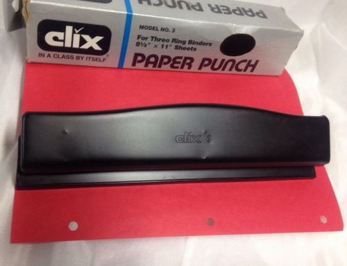 Clix 3-Hole Paper Punch, Model No. 3 - Made in USA Works And Looks Great
