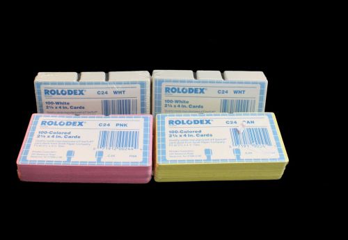 NEW SEALED 400 Genuine ROLODEX White + Colored C24 2-1/4 x 4&#034; Refill File Cards