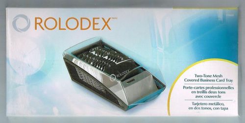 Rolodex† 1734232 Two-Tone Mesh Covered Business Card Tray w/ 300 ruled cards