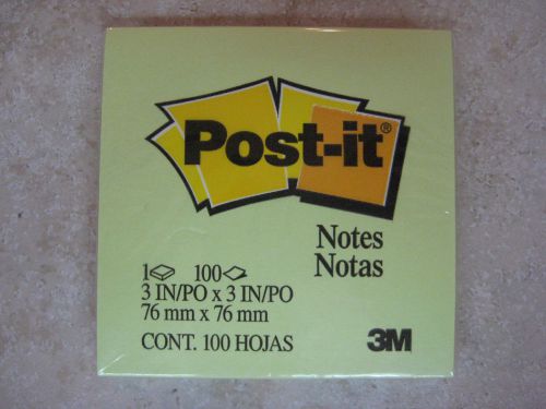 NEW SEALED 100 Lime Green 3M Post-It Notes 3 inch X 3 in Sticky Notes 3 X 3