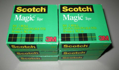 6 Rolls x 3M Scotch Magic 810 Refill Tape 3/4&#034; X 1500&#034; (41.6YD)
