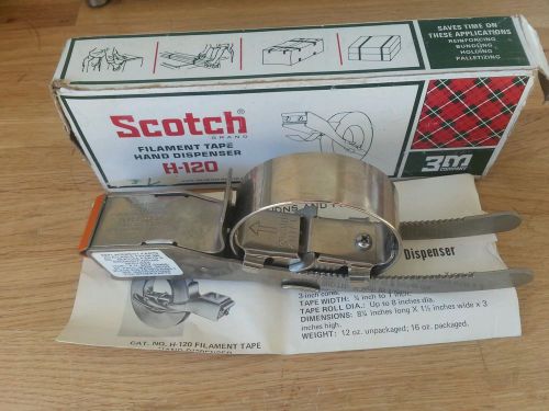 Vintage Scotch Brand Filament Tape Hand Dispenser H-120 3M Box Instructions