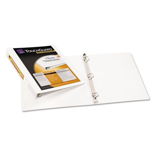 Touchguard Antimicrobial View Binder with Slant Rings, 1&#034; Capacity, White