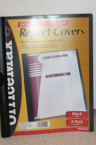 OfficeMax Extra Capacity Side Clip Report Covers in Black &amp; Clear/5 Pack 0M99404