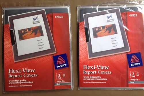 4 Avery Flexi-view Report Covers Clear/Gray Back 25pg max clip punchless LOT