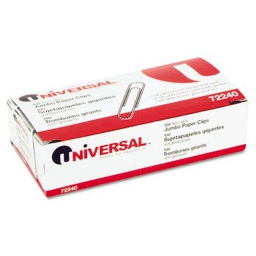Universal 72240BX - Nonskid Paper Clips, Wire, Jumbo, Silver, 100/Box-UNV72240BX