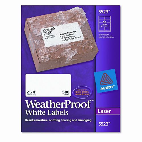 Avery Consumer Products White Weatherproof Laser Shipping Labels, 500/Pack