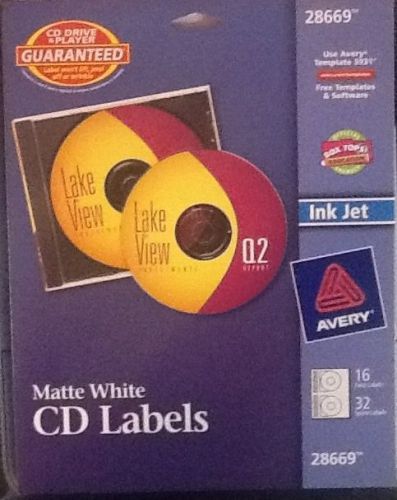 Brand New!  Never Used!  Avery Brand Ink Jet Matte White CD Labels #28669 - 5931