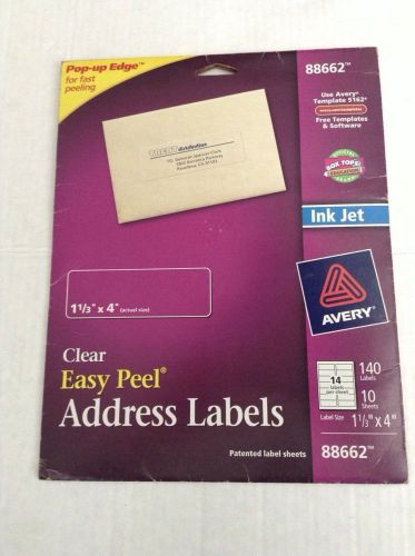 1 PK of Avery 88662 Clear Easy Peel Address Labels 1 1/3&#034; x 4&#034;(actual size)
