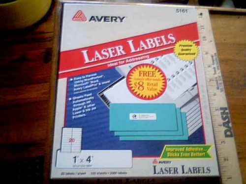 Avery 5161 Laser Labels 1x4 inch 20 per sheet NIB ~ 2000 labels