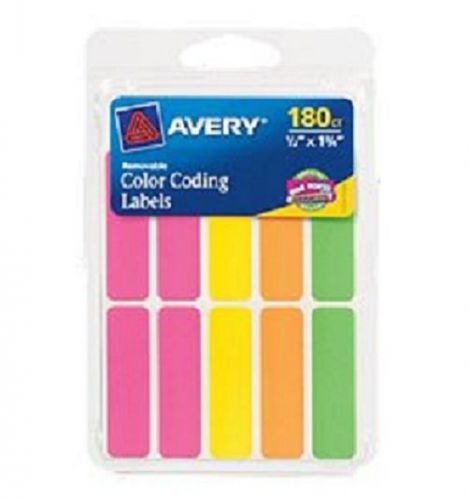 Avery Label Assorted Neon Color Coded Rectangles 0.5&#034; x 1.75&#034; 180ct Avery 6724