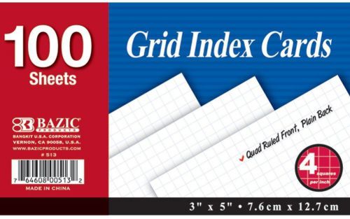 Quad ruled index card 3 x 5 white 100 nt 513 for sale