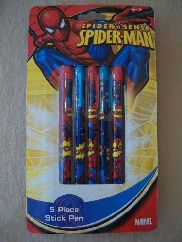 Marvel Spider-Man Set Of 5 Stick Pens By Tri-Coastal Design, NEW IN PACKAGE!!!