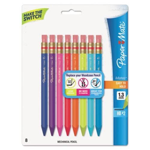 Paper Mate Mates 1.3mm Mechanical Pencils, 8 Colored Barrel Mechanical Pencils